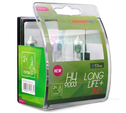 H4 24V 75/70W P43t POWERTEC LONG LIFE ΑΛΟΓΟΝΟΥ BLISTER 2ΤΕΜ. M-TECH