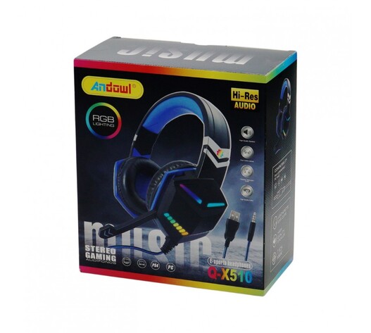 ΑΚΟΥΣΤΙΚΑ STEREO GAMING ΜΕ LED RGB ANDOWL Q-X510
