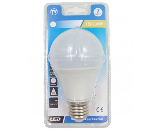 LED ΛΑΜΠΑ E27/7W/620Lm/6000K A60-7W-W