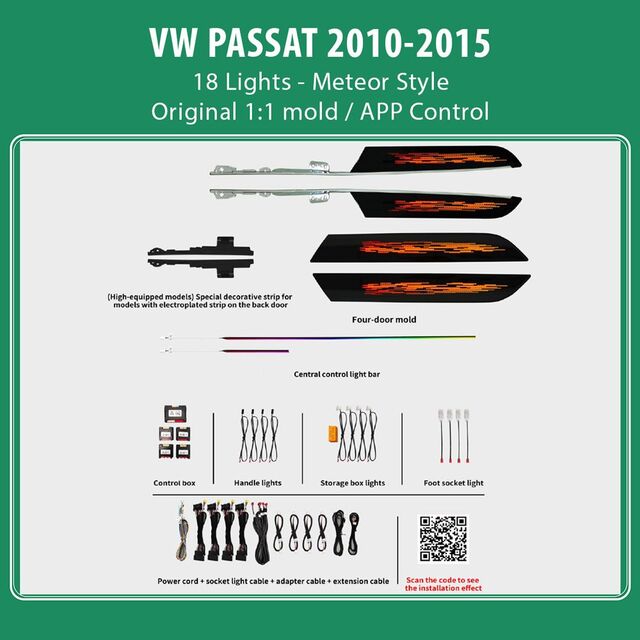 DIQ AMBIENT VW PASSAT DZ21M (Digital iQ Ambient Light for VW PASSAT mod. 2010-2015 with 18 Lights, Meteor)