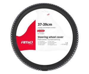 Amio - ΚΑΛΥΜΜΑ ΤΙΜΟΝΙΟΥ SWC-60 (M) 37>39cm ΜΑΥΡΟ ΜΕ ΣΧΕΔΙΟ ΑΣΠΡΟΜΑΥΡΗ ΣΚΑΚΙΕΡΑ - 1 ΤΕΜ. (04170/AM)