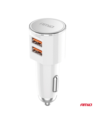 Amio - ΦΟΡΤΙΣΤΗΣ ΑΝΑΠΤΗΡΑ 12/24V ΜΕ 2 ΘΥΡΕΣ 2xUSB 17.5W 5V/3.4A ΛΕΥΚΟΣ - 1 ΤΕΜ. (03888/AM)
