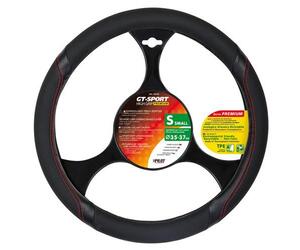 Lampa Κάλυμμα Τιμονιού Αυτοκινήτου GT-Sport Premium 35-37εκ. Άοσμο λαβές με δερματίνη αντοχής Συνθετικό Μαύρο με Κόκκινη Ραφή 1-τεμ. (L3313.2)