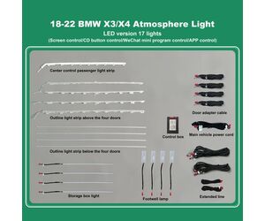 DIQ AMBIENT BMW X3-X4 (G01) mod. 2018> (Digital iQ Ambient Light for BMW X3 - X4 mod. 2018> with 17 Lights, 11 Colours)