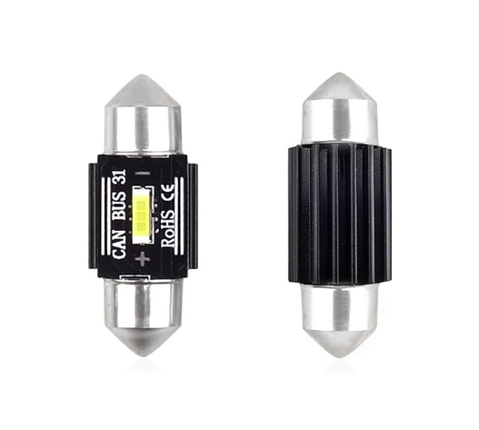 Amio - ΛΑΜΠΑΚΙΑ ΠΛΑΦΟΝΙΕΡΑΣ 31mm 12/24V 3,1W 5600K 1LED ULTRA BRIGHT CAN-BUS FESTOON (ΛΕΥΚΟ) - 2 ΤΕΜ. (02441/AM)