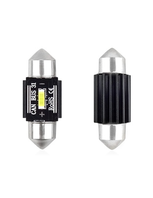 Amio - ΛΑΜΠΑΚΙΑ ΠΛΑΦΟΝΙΕΡΑΣ 31mm 12/24V 3,1W 5600K 1LED ULTRA BRIGHT CAN-BUS FESTOON (ΛΕΥΚΟ) - 2 ΤΕΜ. (02441/AM)