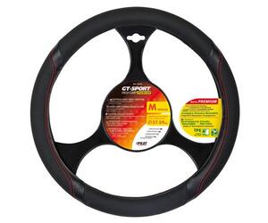 Lampa Κάλυμμα Τιμονιού Αυτοκινήτου GT-Sport Premium 37-39εκ. Άοσμο λαβές με δερματίνη αντοχής Συνθετικό Μαύρο με Κόκκινη Ραφή 1-τεμ. (L3313.3)