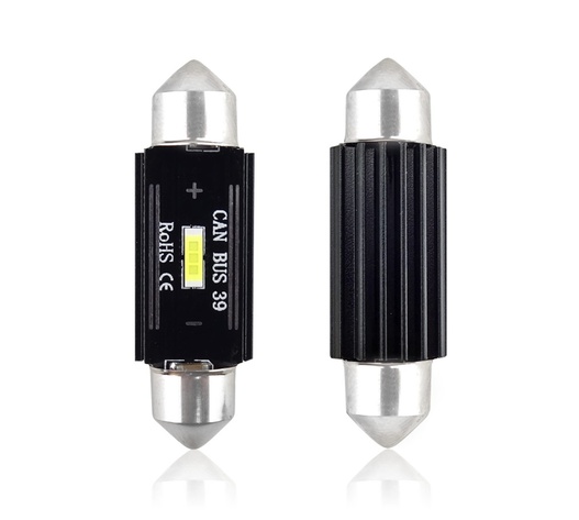 Amio - ΛΑΜΠΑΚΙΑ ΠΛΑΦΟΝΙΕΡΑΣ 39mm 12/24V 3,1W 5600K 1LED ULTRA BRIGHT CAN-BUS FESTOON (ΛΕΥΚΟ) - 2 ΤΕΜ. (02443/AM)