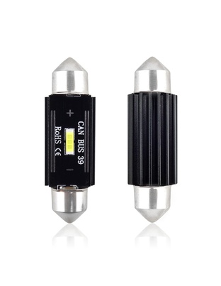 Amio - ΛΑΜΠΑΚΙΑ ΠΛΑΦΟΝΙΕΡΑΣ 39mm 12/24V 3,1W 5600K 1LED ULTRA BRIGHT CAN-BUS FESTOON (ΛΕΥΚΟ) - 2 ΤΕΜ. (02443/AM)