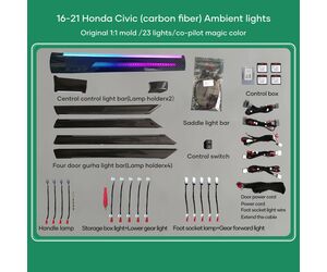 DIQ AMBIENT HONDA CIVIC Χ CF (Digital iQ Ambient Light for Honda Civic mod. 2016-2021 with 21 Lights, Carbon Fiber)