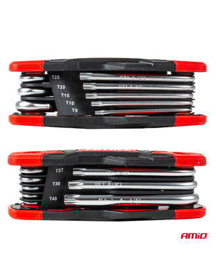 Amio – Πτυσσόμενα Κλειδιά TORX CR-V T9-T40 Πολυεργαλείο Heavy Duty για Σταθερή Εφαρμογή στη Βίδα & Καθημερινή Χρήση – 1 Τεμ. (04789/AM)