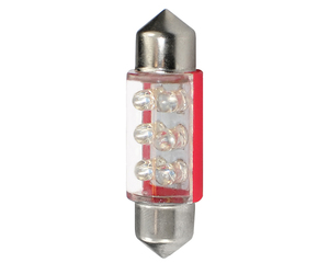 ΛΑΜΠΑΚΙΑ ΠΛΑΦΟΝΙΕΡΑΣ C5W/C10W 12V 0,37W SV8,5 36mm LED 6xFlux 3mm ΚΟΚΚΙΝΟ BLISTER 2ΤΕΜ.