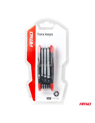 Amio – Πτυσσόμενα Κλειδιά TORX CR-V T9-T40 Πολυεργαλείο Heavy Duty για Σταθερή Εφαρμογή στη Βίδα & Καθημερινή Χρήση – 1 Τεμ. (04789/AM)