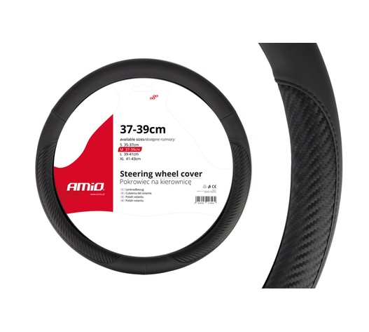Amio - Κάλυμμα Τιμονιού 37-39cm SWC-17 Μαύρο/Carbon - Άνεση Οδήγησης & Βελτιωμένος Έλεγχος - 1 Τεμ (01694/AM)
