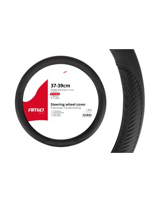 Amio - Κάλυμμα Τιμονιού 37-39cm SWC-17 Μαύρο/Carbon - Άνεση Οδήγησης & Βελτιωμένος Έλεγχος - 1 Τεμ (01694/AM)