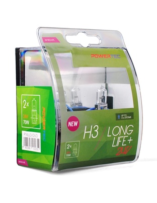 H3 24V 70W PK22s POWERTEC LONG LIFE ΑΛΟΓΟΝΟΥ BLISTER 2ΤΕΜ. M-TECH
