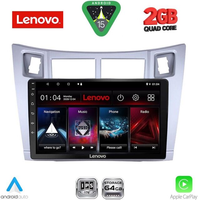 LENOVO LVD 2736SL_CPAA (9inc) MULTIMEDIA TABLET for TOYOTA YARIS mod. 2006-2011 (SILVER)
