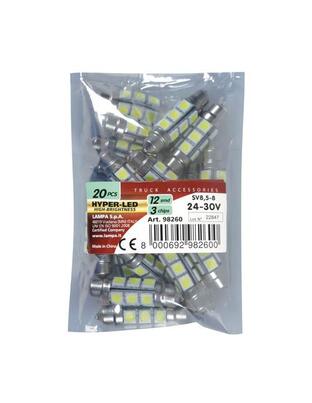 Λαμπάκια Πλαφονιέρας  24-30V SV8,5-8 10x41mm 216lm HYPER-LED (Διπλής Πολικότητας) Σακουλάκι 20τεμ