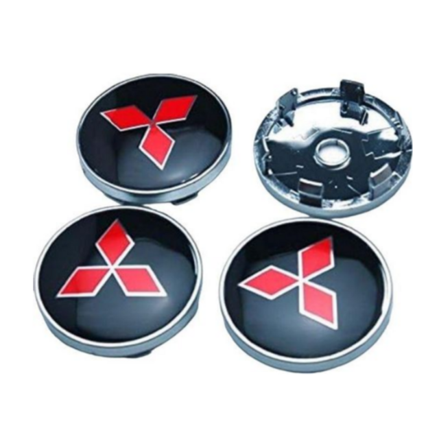 Τάπες για κέντρο ζάντας μαύρο/κόκκινο - Mitsubishi