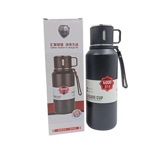 ΑΝΟΞΕΙΔΩΤΟ ΘΕΡΜΟΣ ΜΑΥΡΟ1200ml ΜΕ ΚΑΠΑΚΙ-ΚΟΥΠΑ XZ-7808