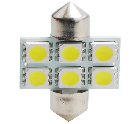 ΛΑΜΠΑΚΙΑ ΠΛΑΦΟΝΙΕΡΑΣ C5W/C10W 12V 1,44W SV8,5 31mm LED 6xSMD5050 ΛΕΥΚΟ 2ΤΕΜ.
