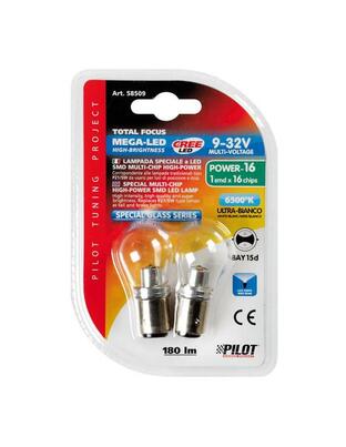 P21/5W 9-32V BAY15d MEGA-LED16 180LM ΔΙΑΘΛΑΣΗΣ ΛΕΥΚΟ (ΔΙΠΟΛΙΚΟ) BLISTER 2ΤΕΜ.