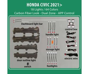 DIQ AMBIENT HONDA CIVIC XI mod. 2021> (Digital iQ Ambient Light for Honda Civic mod. 2021> with 18 Lights)