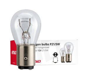 Amio – Λαμπτήρες Αλογόνου P21/5W BAY15d 12V 21/5W Διπολικοί για Φώτα Στοπ και Θέσης Αυτοκινήτου – Κουτί 10 Τεμ. (01488/AM)
