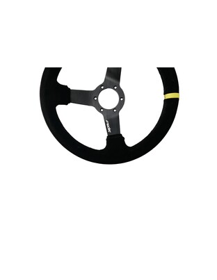 ΤΙΜΟΝΙ ΤΡΙΑΚΤΙΝΟ 320 mm/ΠΑΧΟΣ 104 mm/BΑΘΟΣ 47 mm ΜΑΥΡΟ ΣΟΥΕΤ ΜΕ ΚΙΤΡΙΝΗ ΡΙΓΑ SIMONI RACING - 1 TEM.
