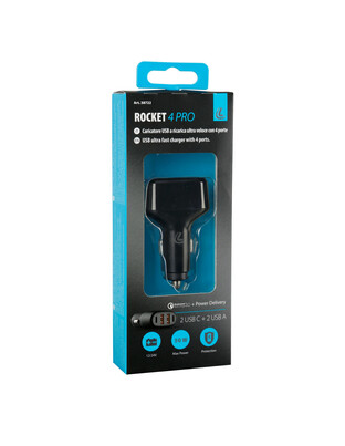 ΦΟΡΤΙΣΤΗΣ ΑΝΑΠΤΗΡΑ 12/24V MAX 50W ΜΕ 2 ΘΥΡΕΣ USB A & 2 ΘΥΡΕΣ USB C FAST CHARGE ΜΑΥΡΟΣ ROCKET 4 PRO LAMPA - 1 TEM.