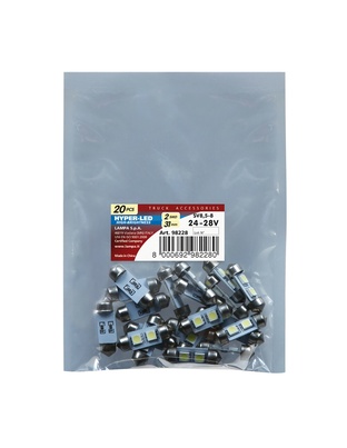ΛΑΜΠΑΚΙ ΠΛΑΦΟΝΙΕΡΑΣ 24V 9x31mm 15lm HYPER-LED6 ΛΕΥΚΟ 2SMDx3chips (ΔΙΠΛΗΣ ΠΟΛΙΚΟΤΗΤΑΣ) LAMPA - ΣΑΚΟΥΛΑ 20 ΤΕΜ.