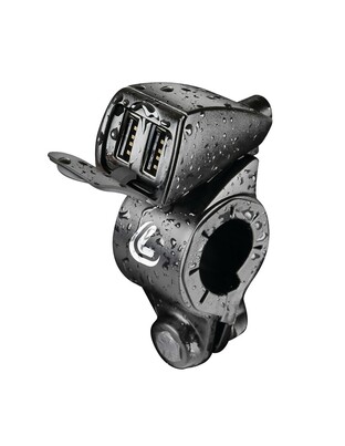 ΦΟΡΤΙΣΤΗΣ USB ΔΙΠΛΟΣ TREK 12/24V 5400mA ΜΕ ΒΑΣΗ ΣΤΗΡΙΞΗΣ ΤΙΜΟΝΙΟΥ 21-32mm ΚΑΙ ΚΑΛΩΔΙΟ 150cm ΑΔΙΑΒΡΟΧΟΣ