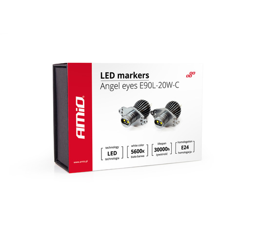 Amio – LED Λαμπάκια Angel Eyes 20W 340lm 5600K CANBUS για BMW Σειρά 3 E90 Sedan / E91 Station Wagon 2008 (LCI Halogen) για Καθαρό Λευκό Φως & Χωρίς Σφάλματα – Σετ 2 Τεμ. (01542/AM)