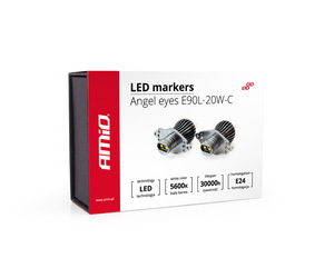 Amio – LED Λαμπάκια Angel Eyes 20W 340lm 5600K CANBUS για BMW Σειρά 3 E90 Sedan / E91 Station Wagon 2008 (LCI Halogen) για Καθαρό Λευκό Φως & Χωρίς Σφάλματα – Σετ 2 Τεμ. (01542/AM)