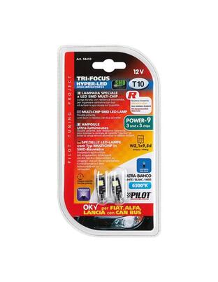 T10 W5W 12V W2,1x9,5d 38lm HYPER-LED9 ΛΕΥΚΟ CAN-BUS (ΤΡΙΠΛΟΕΣΤΙΑΚΟ-FIAT+ALFA ROMEO+LANCIA)2ΤΕΜ.