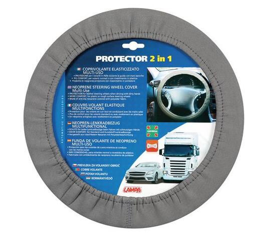 Lampa Κάλυμμα Τιμονιού Αυτοκινήτου Protector 2in1 με Διάμετρο 34-45εκ. Neopren & Polyester Γκρι Ελαστικό 1-τεμ. (L3314.7)