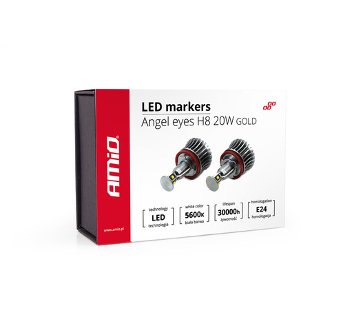 Amio – LED Λαμπάκια Angel Eyes H8 20W 420lm 5600K CANBUS για BMW Σειρά 1 3 5 X1 X5 X6 Z4 για Ισχυρό Λευκό Φως & Χωρίς Σφάλματα – Σετ 2 Τεμ. (01543/AM)