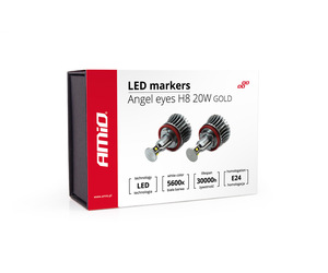 Amio – LED Λαμπάκια Angel Eyes H8 20W 420lm 5600K CANBUS για BMW Σειρά 1 3 5 X1 X5 X6 Z4 για Ισχυρό Λευκό Φως & Χωρίς Σφάλματα – Σετ 2 Τεμ. (01543/AM)