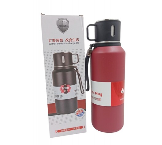 ΑΝΟΞΕΙΔΩΤΟ ΘΕΡΜΟΣ ΚΟΚΚΙΝΟ 1200ml ΜΕ ΚΑΠΑΚΙ-ΚΟΥΠΑ XZ-7808-1