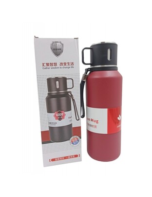 ΑΝΟΞΕΙΔΩΤΟ ΘΕΡΜΟΣ ΚΟΚΚΙΝΟ 1200ml ΜΕ ΚΑΠΑΚΙ-ΚΟΥΠΑ XZ-7808-1