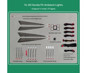 DIQ AMBIENT HONDA JAZZ III mod. 2013-2020 (Digital iQ Ambient Light Honda Jazz mod. 2013-2020 with 18 Lights)
