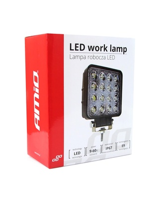 Amio - Προβολέας Εργασίας LED AWL05 FLAT 4000lm 48W 9-60V 16LED - Ισχυρός Φωτισμός & Απόδοση σε Δύσκολες Συνθήκες - 108x108x57mm - 1 Τεμ. (01700/AM)