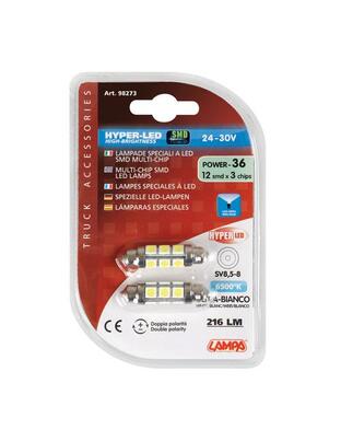 Λαμπάκια Πλαφονιέρας  24-30V SV8,5-8 10x41mm 216lm HYPER-LED (Διπλής Πολικότητας) BLISTER 2τεμ