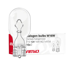 Amio - W16W 12V 16W W2,1x9,5d (ΚΑΡΦΩΤΟ ΑΚΑΛΥΚΟ) ΑΛΟΓΟΝΟΥ - 10ΤΕΜ. (02549/AM)