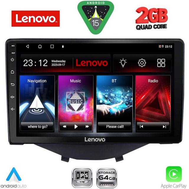 LENOVO LVD 2715_CPA CLIMA-A/C (9inc) MULTIMEDIA TABLET for CITROEN C1-PEUGEOT 108-TOYOTA AYGO mod. 2014-2022