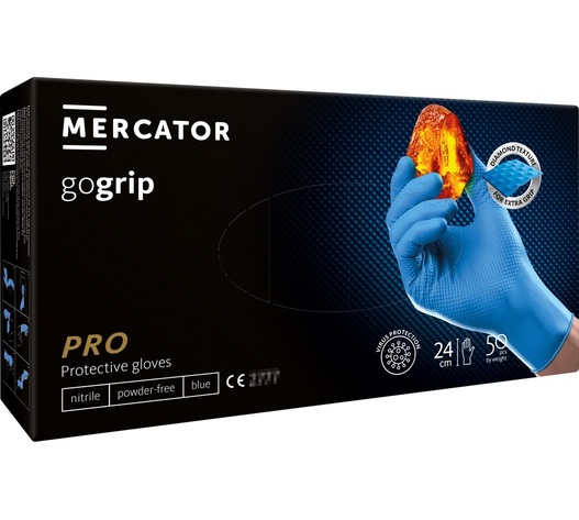 Amio - ΓΑΝΤΙΑ ΝΙΤΡΙΛΙΟΥ MERCATOR GOGRIP ΣΕ ΜΠΛΕ ΧΡΩΜΑ SMALL (S) - 50 ΤΕΜ. (MER20314/AM)