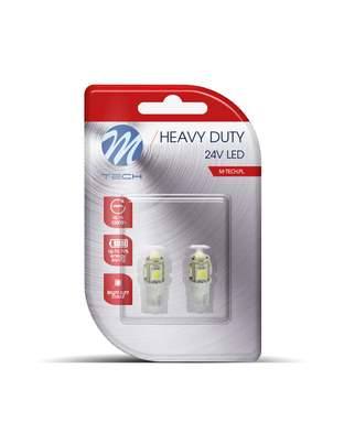 T10 W5W 24V W1,2x9,5d LED 5xSMD5050 ΛΕΥΚΟ (ΚΑΡΦΩΤΟ ΑΚΑΛΥΚΟ) BLISTER 2ΤΕΜ. M-TECH