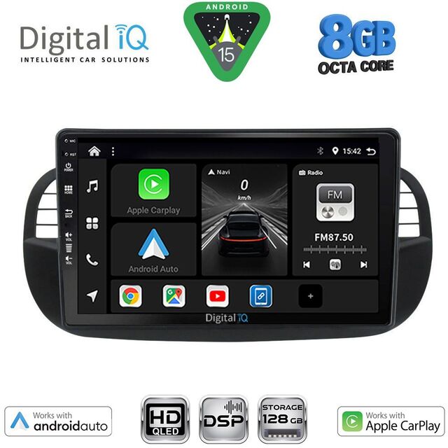 DIGITAL IQ BXF 7130BL_CPAA (9inc) MULTIMEDIA TABLET for FIAT 500 mod. 2007-2015 (BLACK)