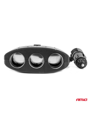 Amio - ΑΝΤΑΠΤΟΡΑΣ ΑΝΑΠΤΗΡΑ 12/24V 100W ΜΑΥΡΟΣ/3 ΘΕΣΕΙΣ/2xUSB-A /ΚΟΥΜΠΙ ON-OFF/ΚΑΛΩΔΙΟ 70cm - 1 Τεμ. (04362/AM)