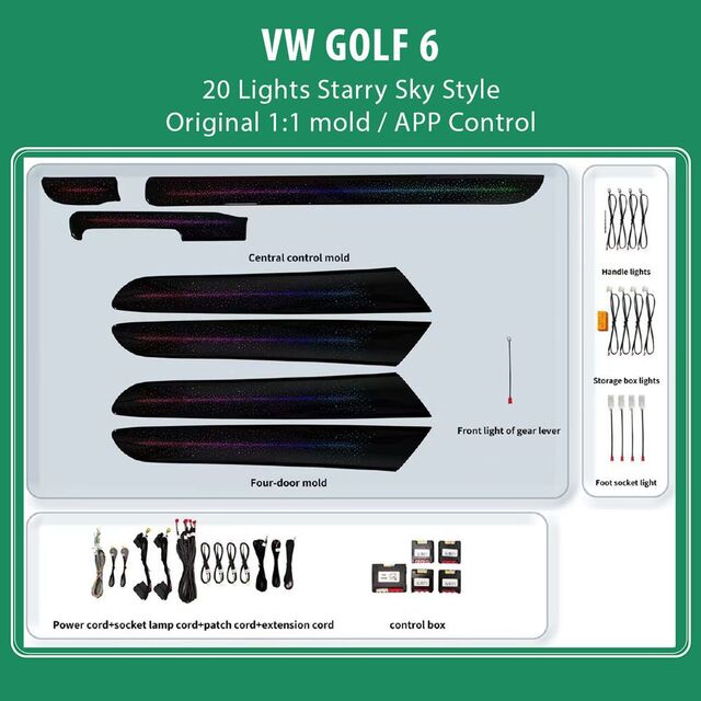 DIQ AMBIENT VW DZ30Y (Digital iQ Ambient Light VW GOLF 6 mod. 2008-2013 with 20 Lights, Starry Sky Style)